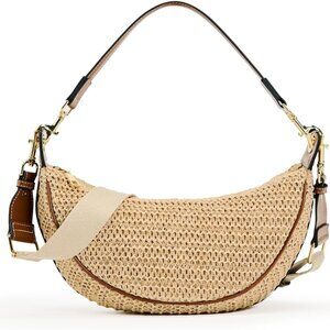 Straw Crossbody Bags for Women Beach Woven Hobo Handbag Summer Chic Crescent Sho